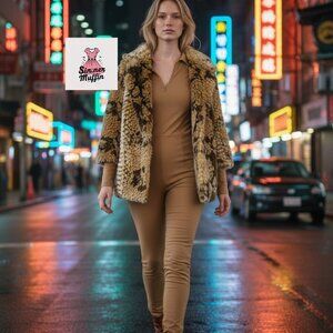 Funsport Faux Fur Coat Reptile Snakeskin Animal Print